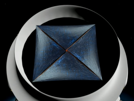A rendering of the proposed Lightsail technology. (Image: Breakthrough Starshot Initiative)